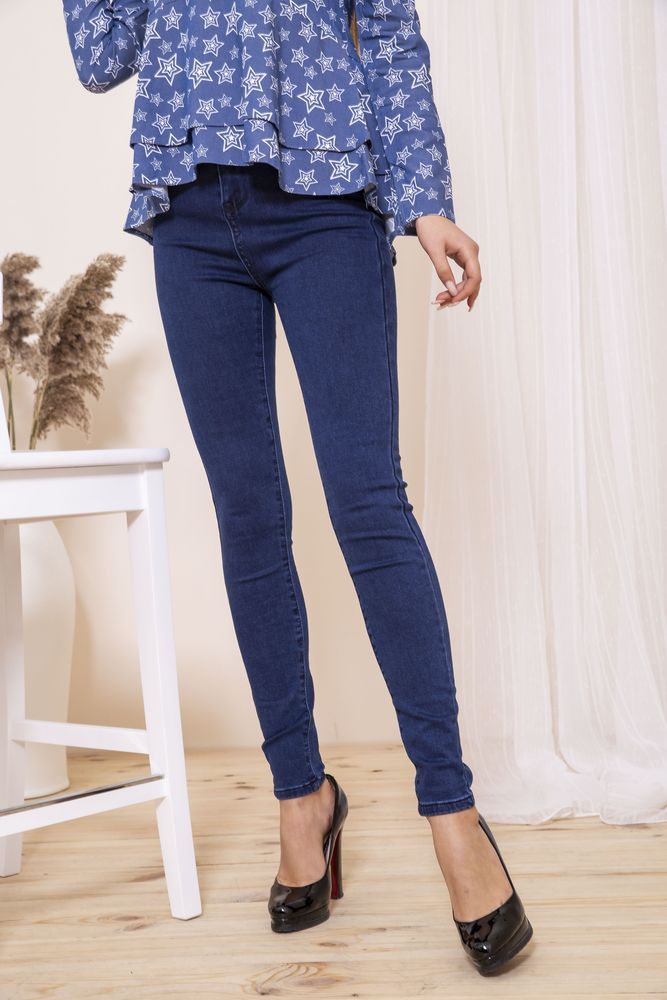 Купити Жіночі приталені джинси, синього кольору, 164R6012 - Фото №1