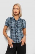 Рубашка женская в клетку, цвет синий, 230R065 оптом - фото № 0