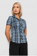 Рубашка женская в клетку, цвет синий, 230R065 оптом - фото № 2