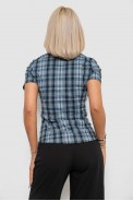 Рубашка женская в клетку, цвет синий, 230R065 оптом - фото № 3