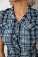 Рубашка женская в клетку, цвет синий, 230R065 оптом - фото № 4