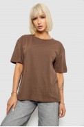 Футболка жіноча однотонна, колір коричневий, 129R8900-1 - фото № 0