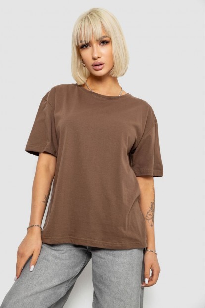 Футболка жіноча однотонна, колір коричневий, 129R8900-1