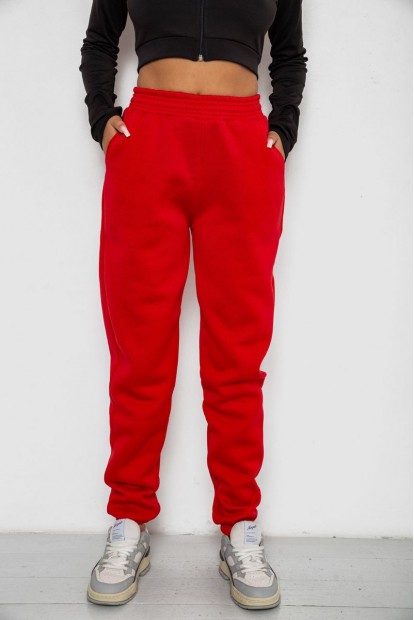 Спортивные штаны женские на флисе  -уценка, цвет красный, 238R57828-U-40