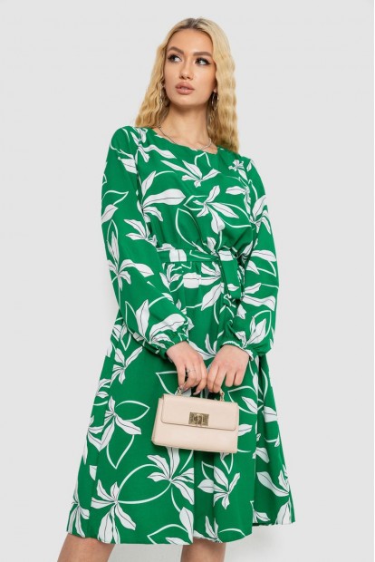 Сукня з принтом софт, колір зелено-білий, 214R0226-3