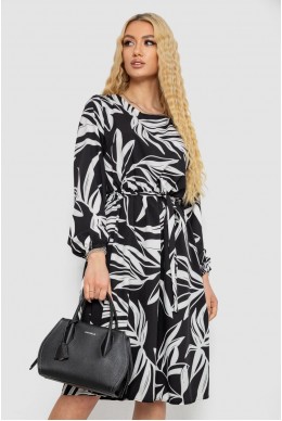 Сукня з принтом софт, колір чорно-білий, 214R0226-3