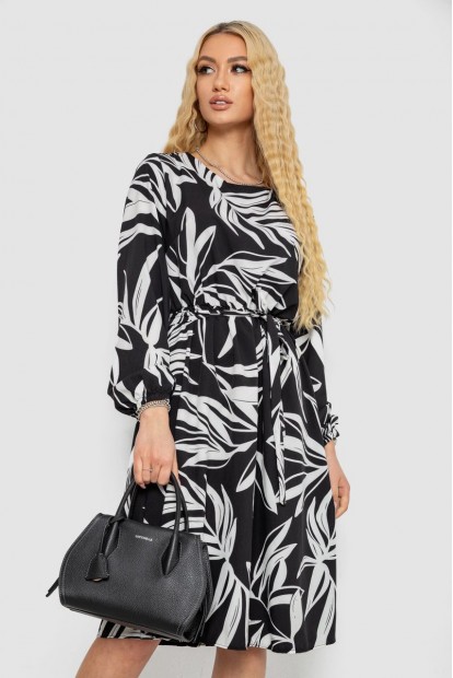 Сукня з принтом софт, колір чорно-білий, 214R0226-3
