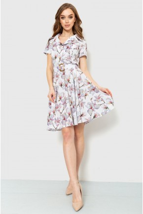 Сукня з квітковим принтом, колір молочно-сірий, 230R024