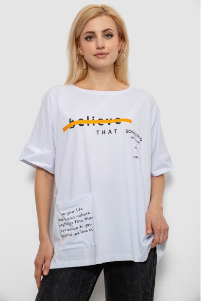 Футболка женская с принтом, цвет белый, 244R4020