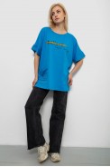 Футболка женская с принтом, цвет бирюзовый, 244R4020 - фото № 1