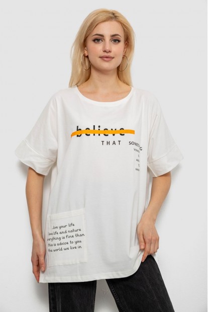 Футболка женская с принтом, цвет молочный, 244R4020