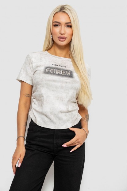 Футболка женская с принтом, цвет молочный, 221R3302