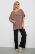 Футболка жіноча з принтом, колір мокко, 244R4020 - фото № 1