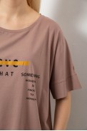 Футболка жіноча з принтом, колір мокко, 244R4020 - фото № 4
