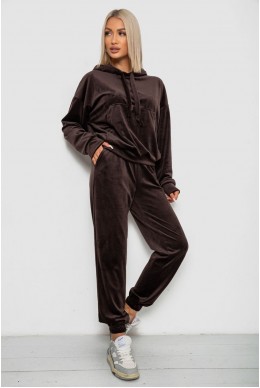 Спортивный костюм женский велюровый, цвет шоколадный, 241R1530-5