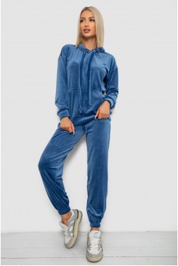Спортивний костюм жіночий велюровий, колір джинс, 241R1530-5