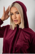 Спортивний костюм жіночий велюровий, колір бордовий, 241R1530-5 - фото № 4