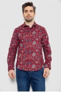 Сорочка чоловіча з принтом, колір бордовий, 186R2017 - фото № 0