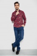 Сорочка чоловіча з принтом, колір бордовий, 186R2017 - фото № 1