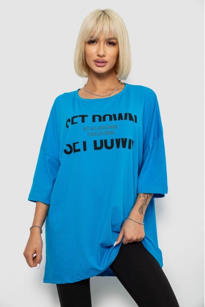 Футболка женская с принтом, цвет голубой, 244R3012-5