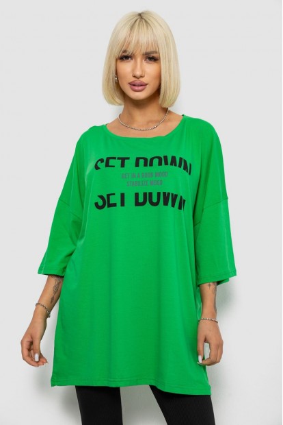 Футболка женская с принтом, цвет зеленый, 244R3012-5