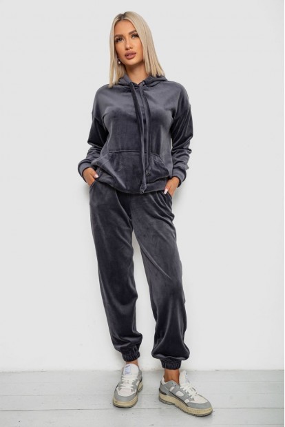 Спортивный костюм женский велюровый, цвет серый, 241R1530-5