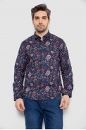 Сорочка чоловіча з принтом, колір синій, 186R2017 - фото № 0