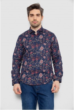 Рубашка мужская с принтом, цвет синий, 186R2017