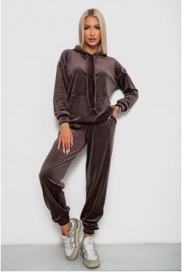 Спортивный костюм женский велюровый, цвет мокко, 241R1530-5