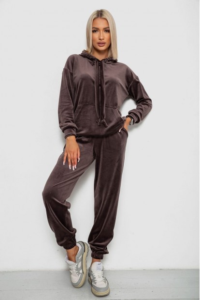 Спортивный костюм женский велюровый, цвет мокко, 241R1530-5