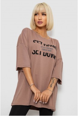 Футболка женская с принтом, цвет мокко, 244R3012-5