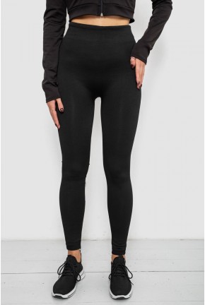 Утеплені лосини безшовні на хутрі, колір чорний, 139RW833