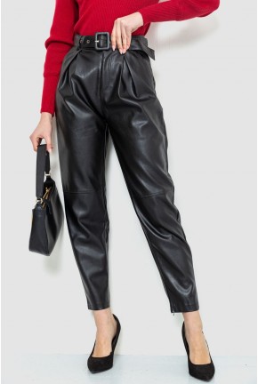 Штани жіночі з екошкіри, колір чорний, 186R5965