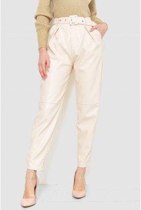 Штаны женские из экокожи, цвет кремовый, 186R5965