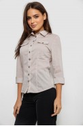 Рубашка женская однотонная  -уценка, цвет светло-бежевый, 230R068-6-U-2 - фото № 2