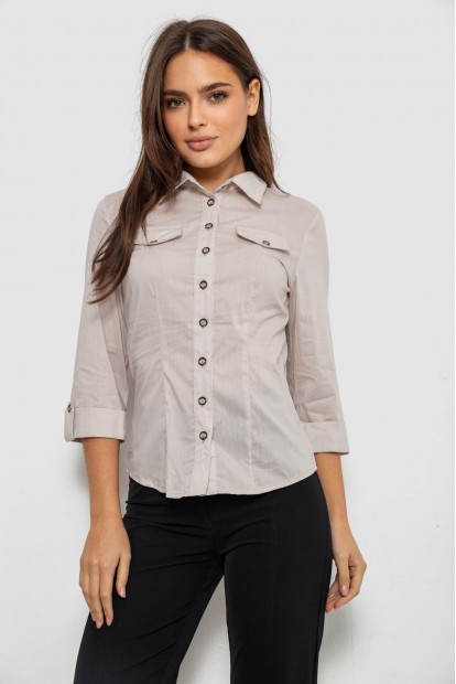 Сорочка жіноча однотонна  -уцінка, колір світло-бежевий, 230R068-6-U-2