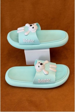 Шлепанцы женские с аппликацией, цвет мятный, 243R5028-2