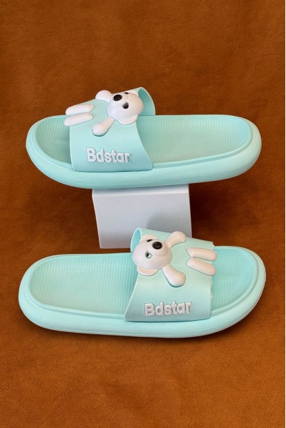 Шлепанцы женские с аппликацией, цвет мятный, 243R5028-2