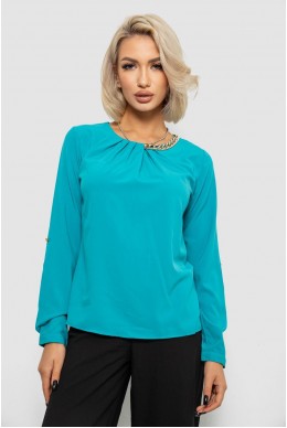 Блуза однотонная, цвет бирюзовый, 230R306