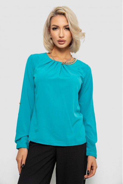 Блуза однотонная, цвет бирюзовый, 230R306