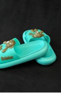 Шлепанцы женские с аппликацией, цвет бирюзовый, 243R5028-2 - фото № 4
