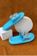 Шлепанцы женские с аппликацией, цвет голубой, 243R5028-2 - фото № 0