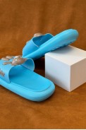 Шлепанцы женские с аппликацией, цвет голубой, 243R5028-2 - фото № 4