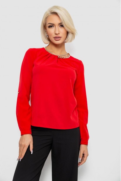 Блуза однотонна, колір червоний, 230R306