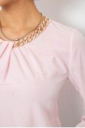 Блуза однотонна, колір світло-рожевий, 230R306 - фото № 4