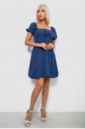 Сукня жіноча в горошок софт, колір синій, 257R811-1 - фото № 1