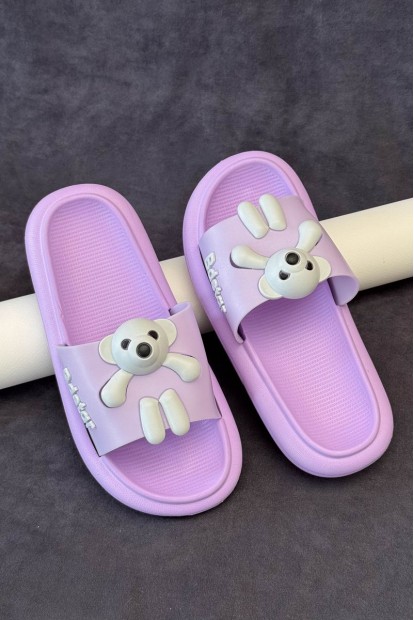 Шлепанцы женские с аппликацией, цвет сиреневый, 243R5028-2