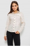 Рубашка женская однотонная  -уценка, цвет кремовый, 230R068-8-U-32 оптом - фото № 0