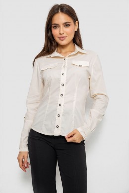 Сорочка жіноча однотонна  -уцінка, колір кремовий, 230R068-8-U-34