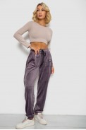 Спортивные штаны велюровые женские на флисе  -уценка, цвет сливовый, 238R58649-1-U-8 - фото № 1
